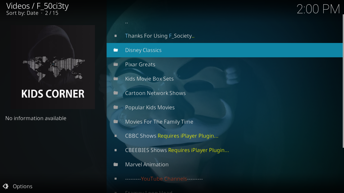 KodiのF_50ci3ty（Fsociety）アドオン - インストールと機能