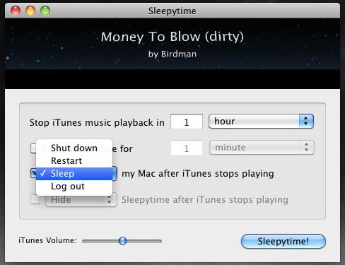 iTunesの音楽再生を自動的に停止し、Macをシャットダウンする