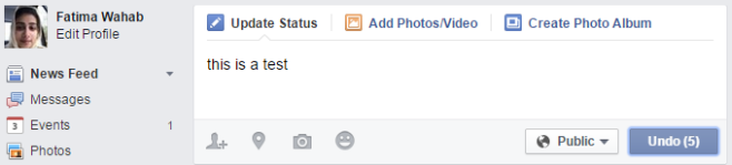 恥ずかしいFacebook投稿を取り消すための5秒間の猶予