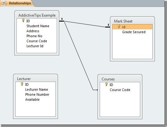 Access 2010: データベーステーブル間のリレーションシップの構築