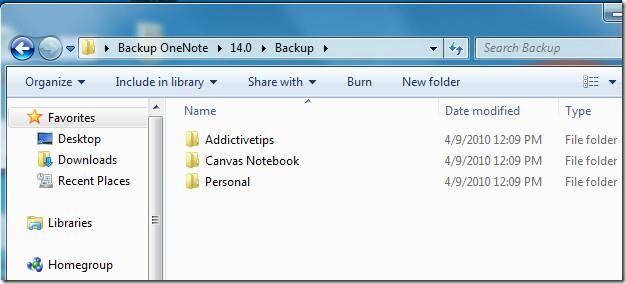 OneNote 2010 ノートブックのバックアップ