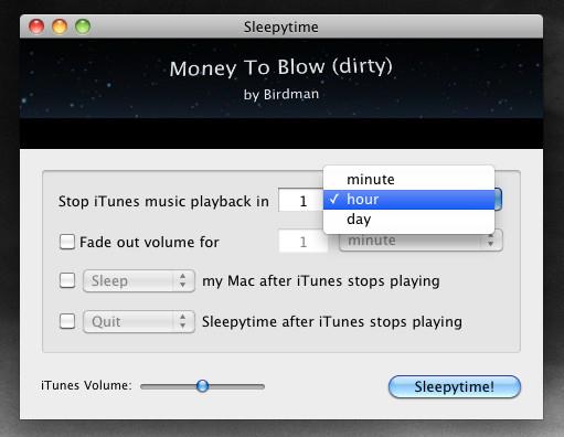 iTunesの音楽再生を自動的に停止し、Macをシャットダウンする