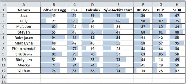 دليل حول أشرطة بيانات Excel 2010 دليل حول أشرطة بيانات Excel 2010
