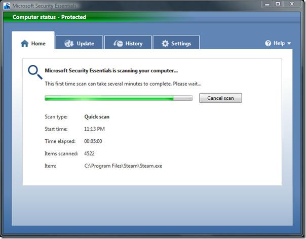 Microsoft Security Essentials のレビュー（スクリーンショット付き）
