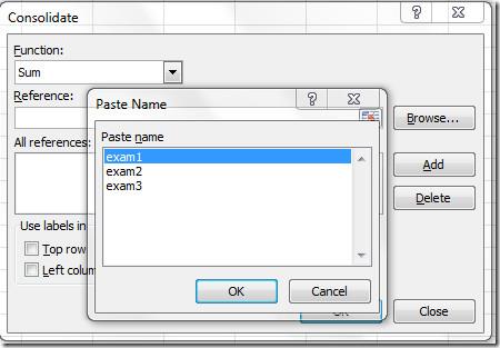 Excel 2010 のデータ統合機能を使用してスプレッドシートを結合する