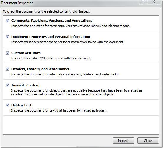 Word 2010 文書を配布用に準備する [準備メニュー]