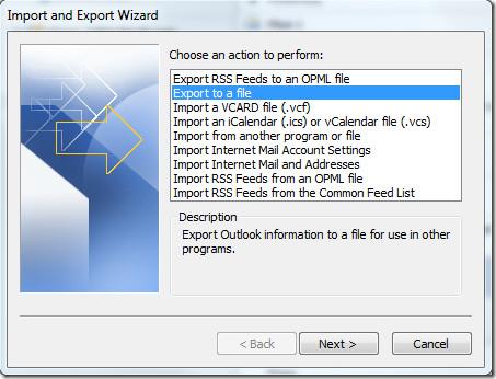 Office Outlook 2010 のインポートとエクスポート Office Outlook 2010 のインポートとエクスポート