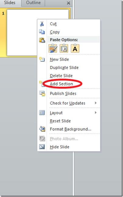 PowerPoint 2010 でセクションを使ってプレゼンテーションを整理する