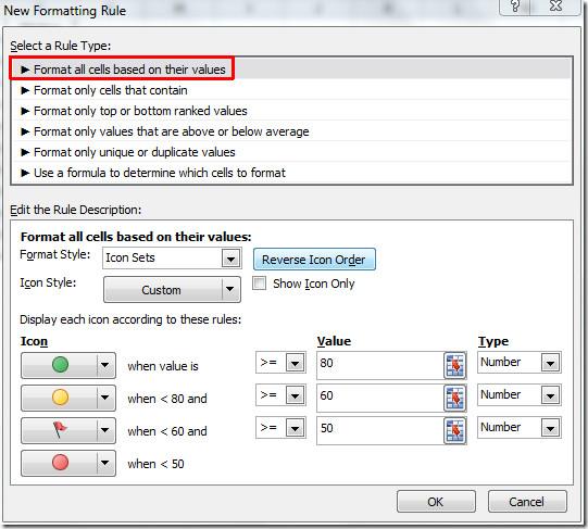 Zestawy ikon programu Excel 2010