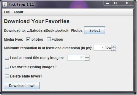 FlickrFavesでFlickrのお気に入りをダウンロード