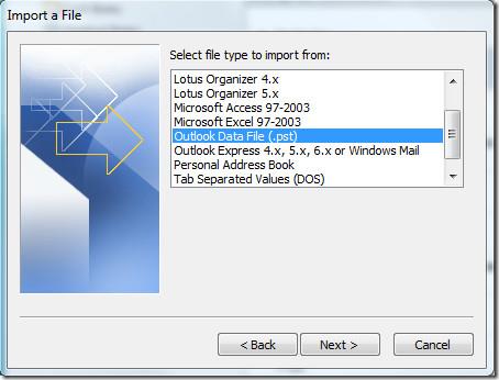 Office Outlook 2010 のインポートとエクスポート Office Outlook 2010 のインポートとエクスポート
