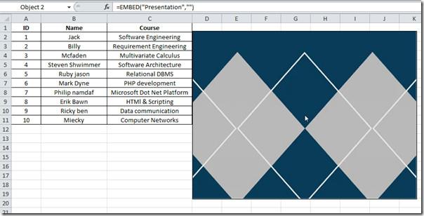 Încorporarea videoclipului în Excel 2010