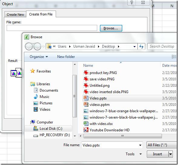Încorporarea videoclipului în Excel 2010