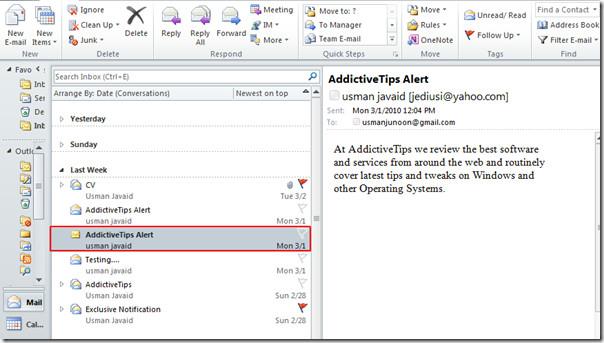 Outlook メールを OneNote 2010 に送信する Outlook メールを OneNote 2010 に送信する